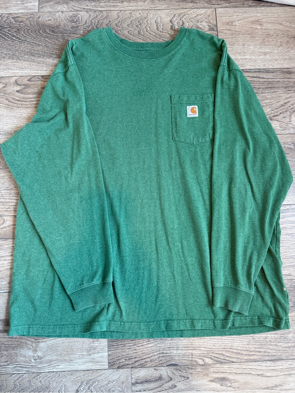 39.  Carhartt Loose Fit Long Sleeve Pocket Tee Green 3XL